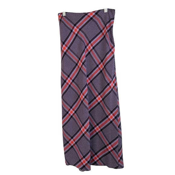 Fleur Du Mal Tanzanite Sz 4 check Midi Slip Skirt With Side Slit Silk New 8304 - Picture 13 of 14